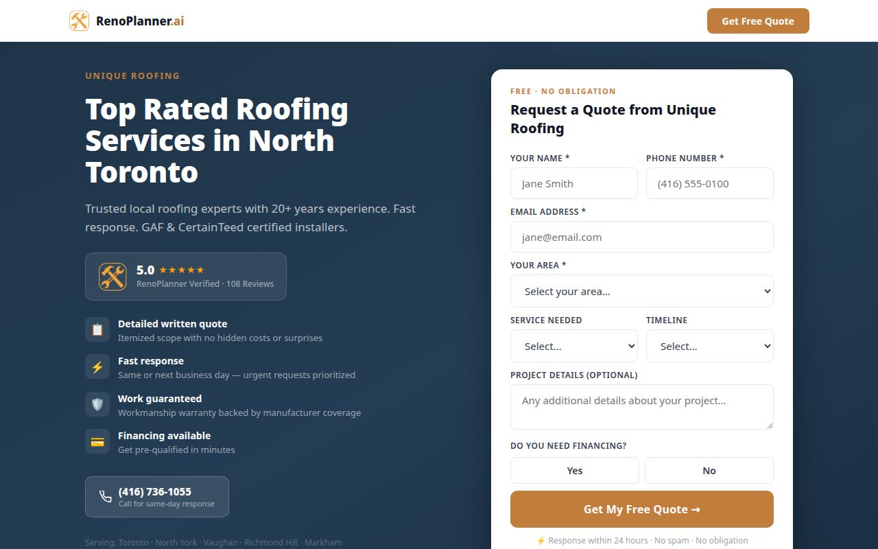 Contractor pro page on Google